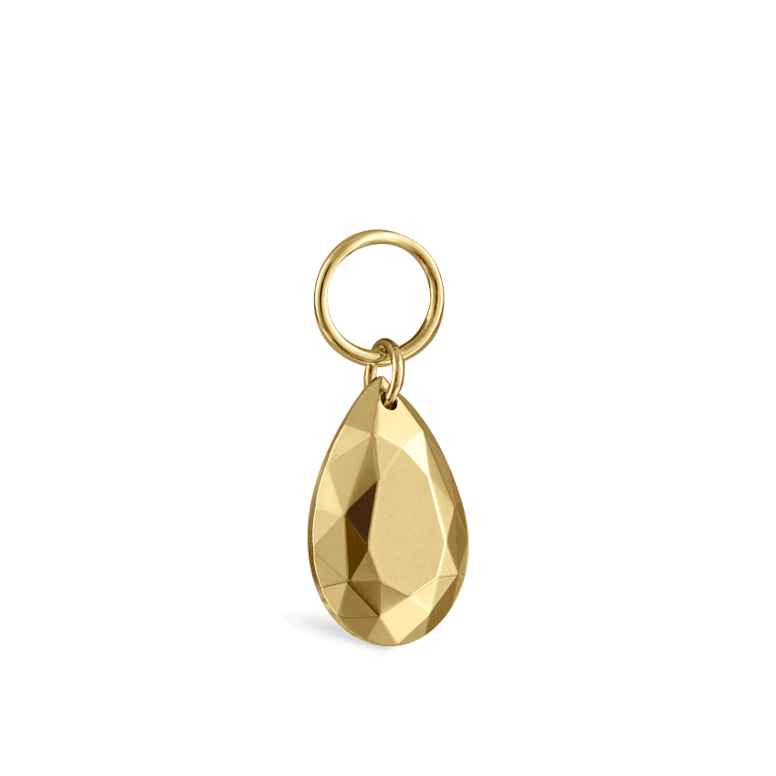 Faceted Gold Pear Charm Yellow Gold 7.5mm