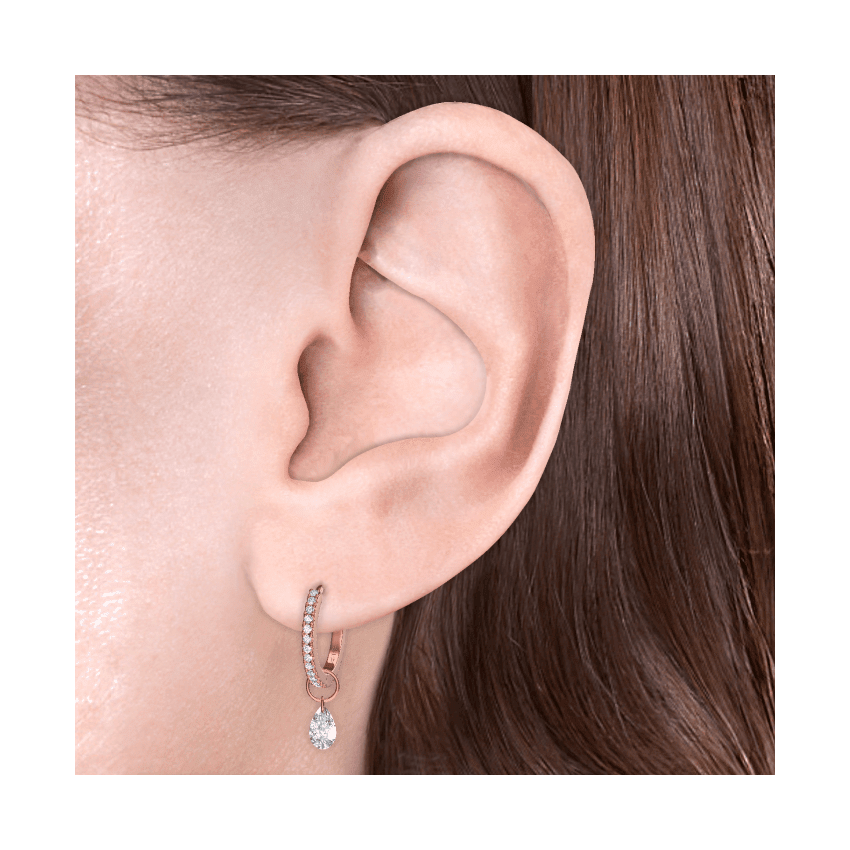 Pear Floating Diamond Charm Rose Gold 5mm