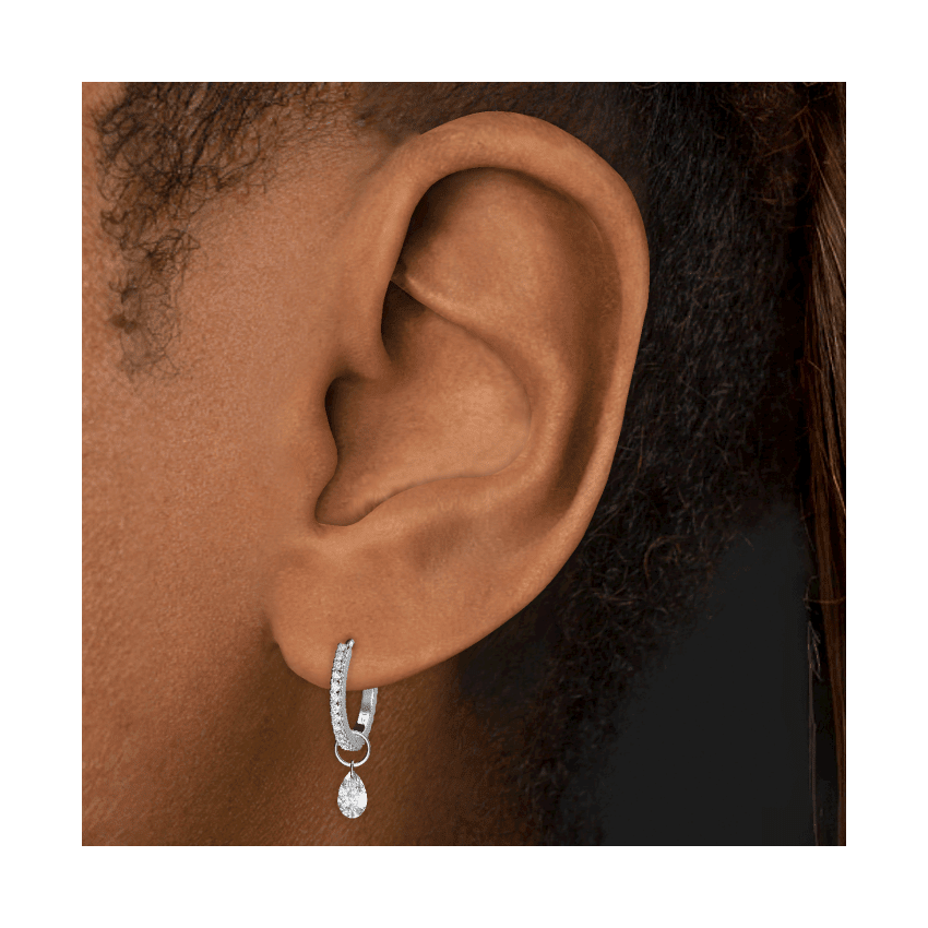Pear Floating Diamond Charm White Gold 5mm