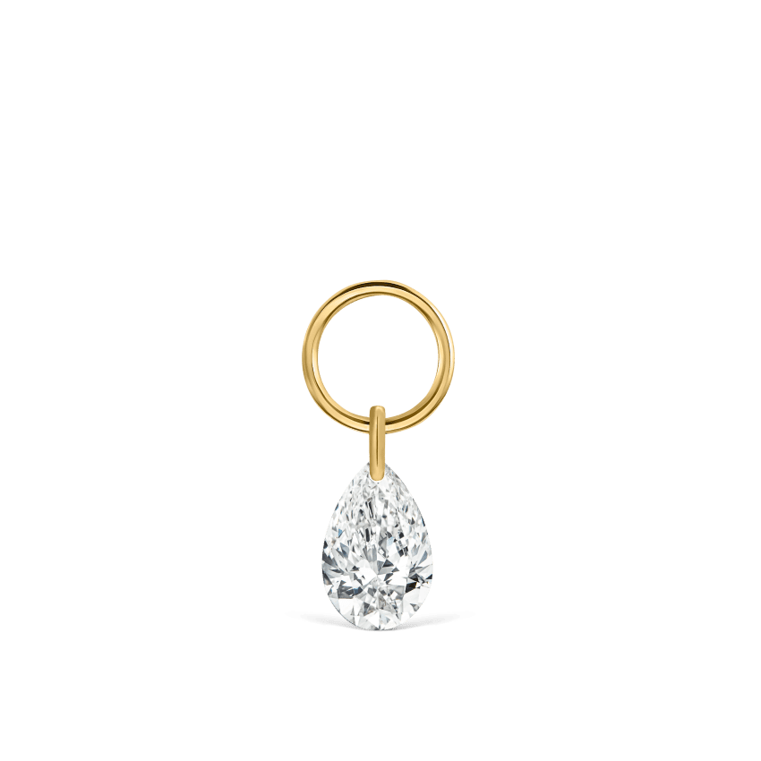Pear Floating Diamond Charm Yellow Gold 4mm