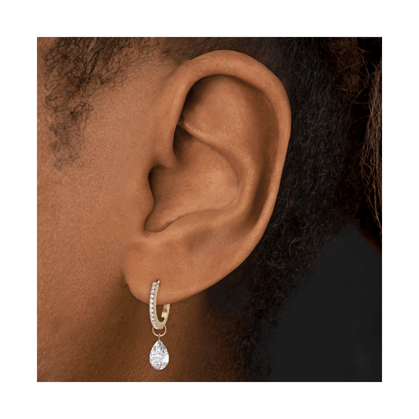 Pear Floating Diamond Charm Yellow Gold 7mm
