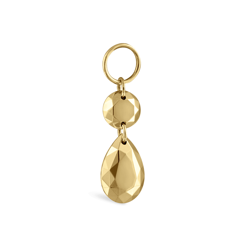Double Faceted Gold Charm Yellow Gold 3.6mm / 6.5mm