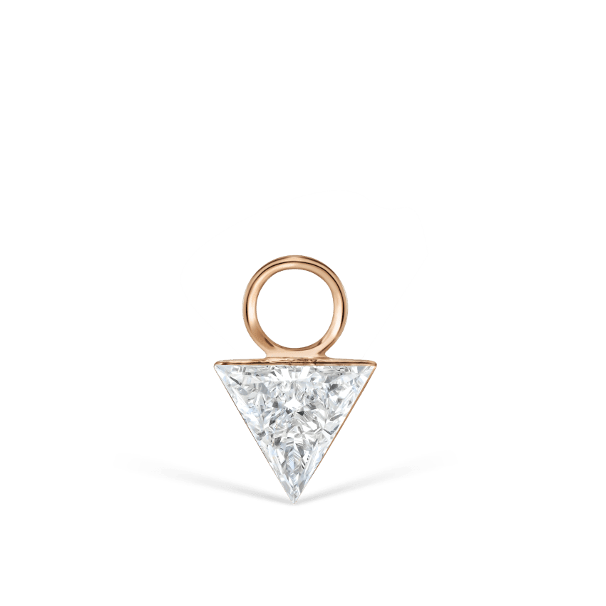 Invisible Set Triangle Diamond Charm Rose Gold 4mm