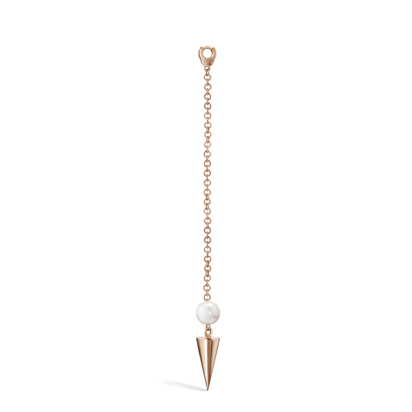 Pearl and Long Spike Pendulum Charm Rose Gold 40mm