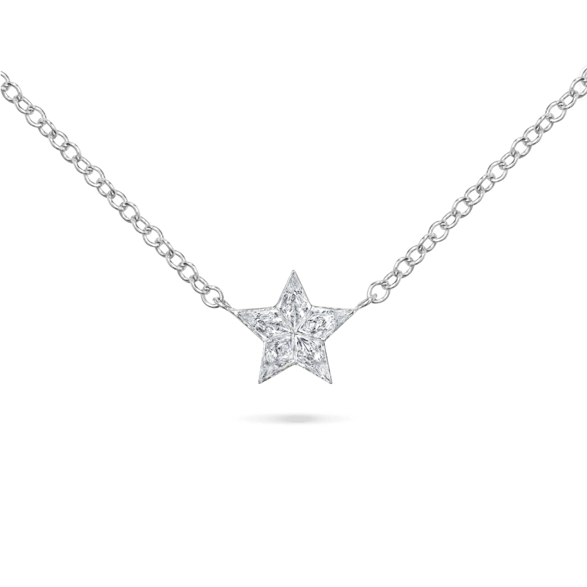 7mm Invisible Set Diamond Star Necklace White Gold
