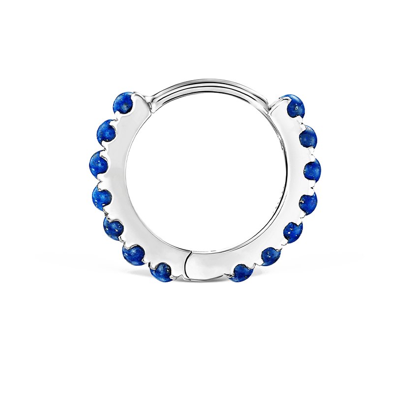 Lapis Eternity Hoop Earring White Gold 8mm