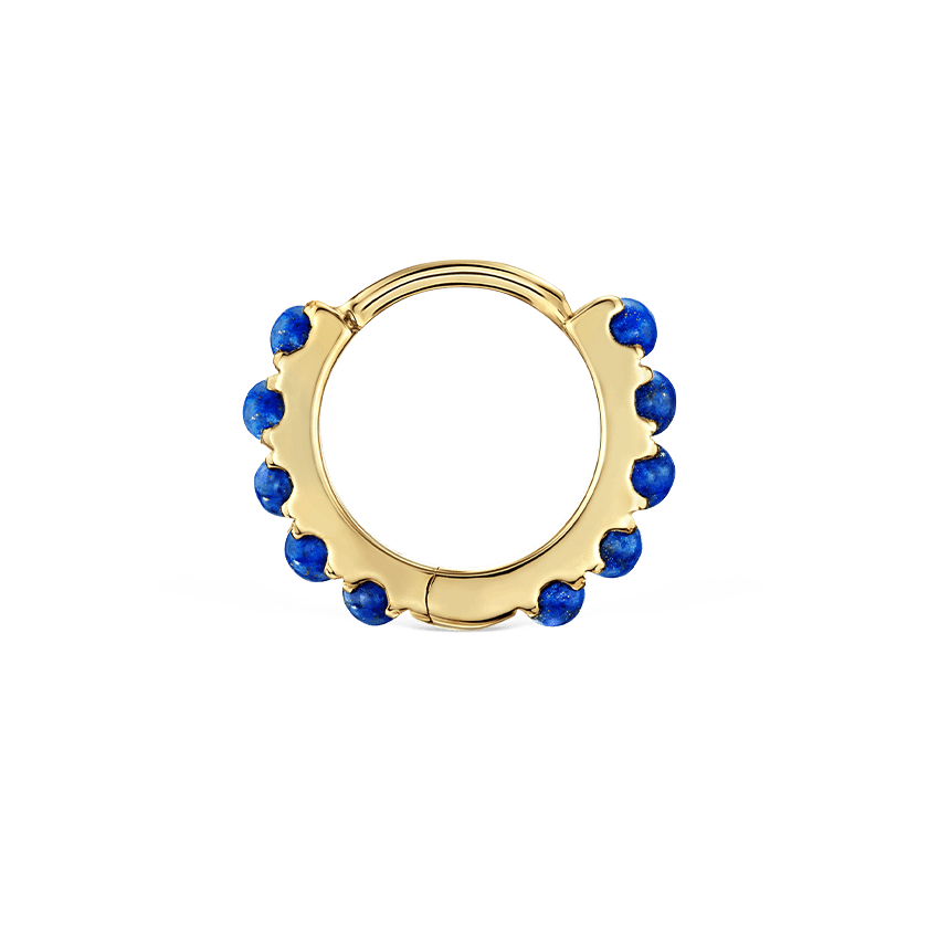 Lapis Eternity Hoop Earring Yellow Gold 6.5mm