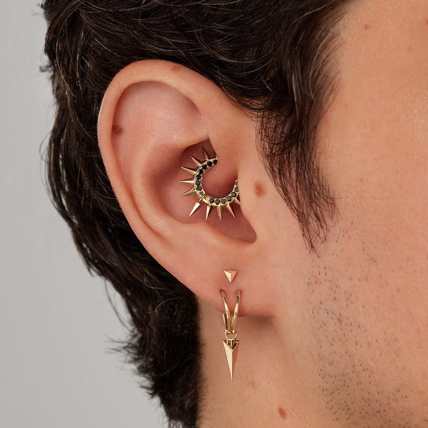 Faceted Triangle Threaded Stud Earring Rose Gold 3.5mm