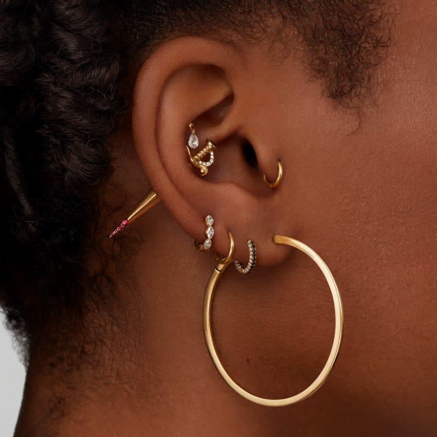 Flat Hoop Earring White Gold 38mm