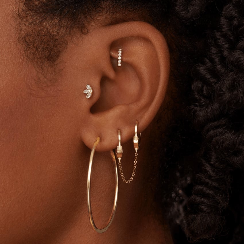 Flat Hoop Earring White Gold 38mm
