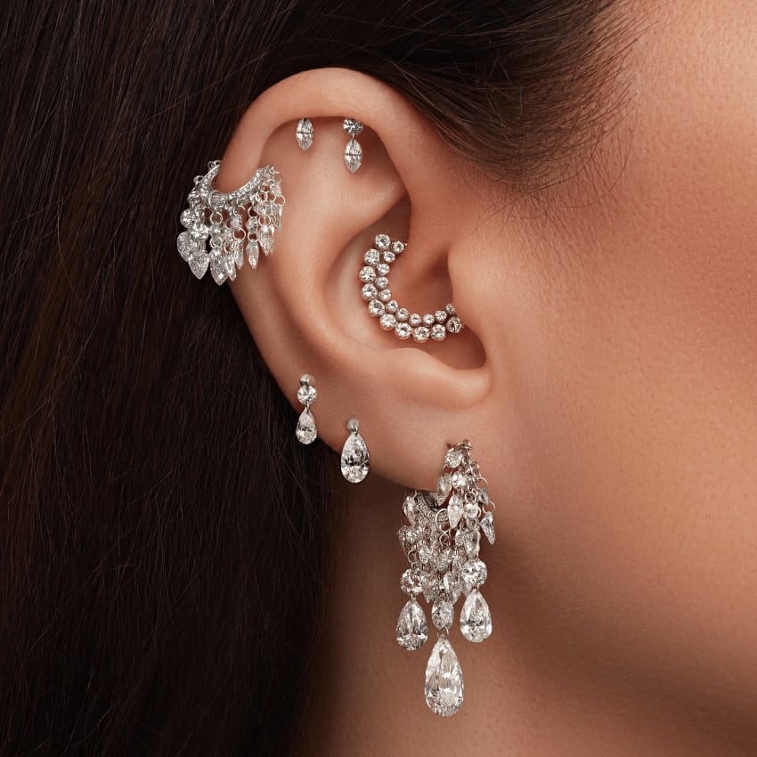 Grand Pear Floating Diamond Tassel White Gold 6.86ct