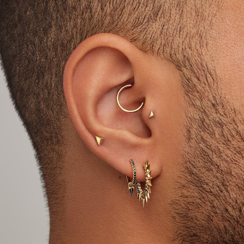 Faceted Triangle Threaded Stud Earring Rose Gold 3.5mm