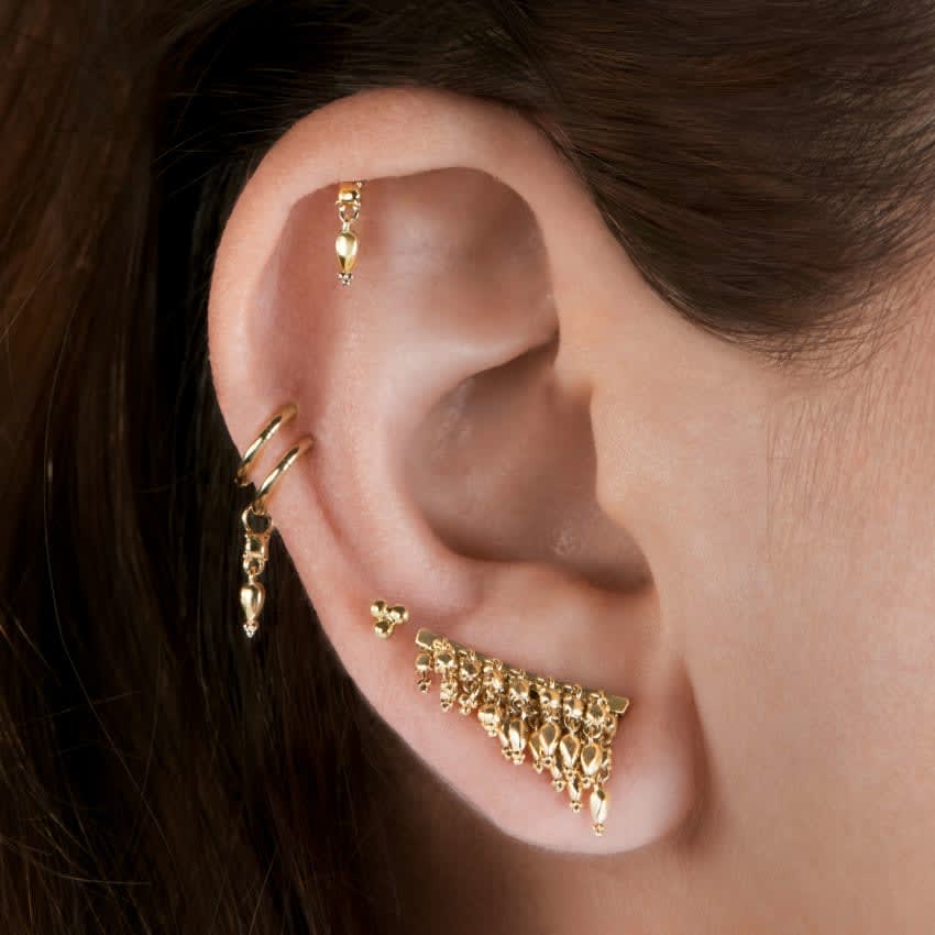 18mm Curved Tassel Bar Ear Climber Rose Gold 18mm Right