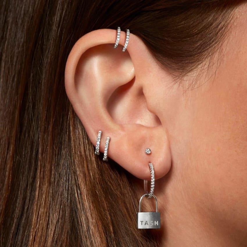 Padlock Hoop Earring White Gold 6.5mm