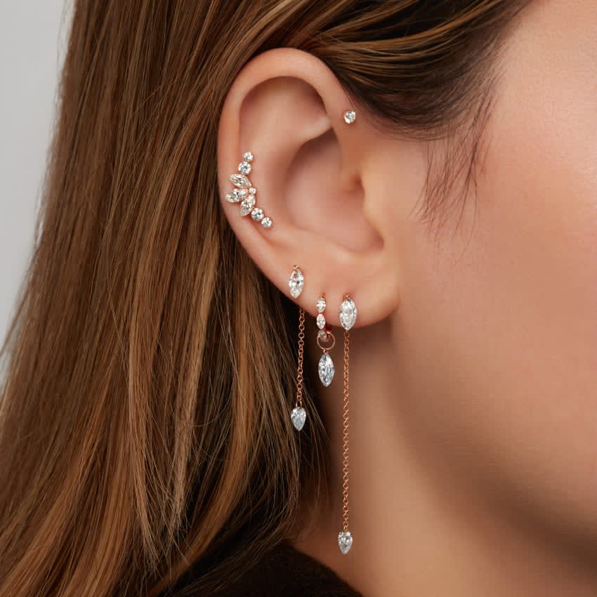 Pendulum Charm with Pear Diamond Rose Gold 20 mm