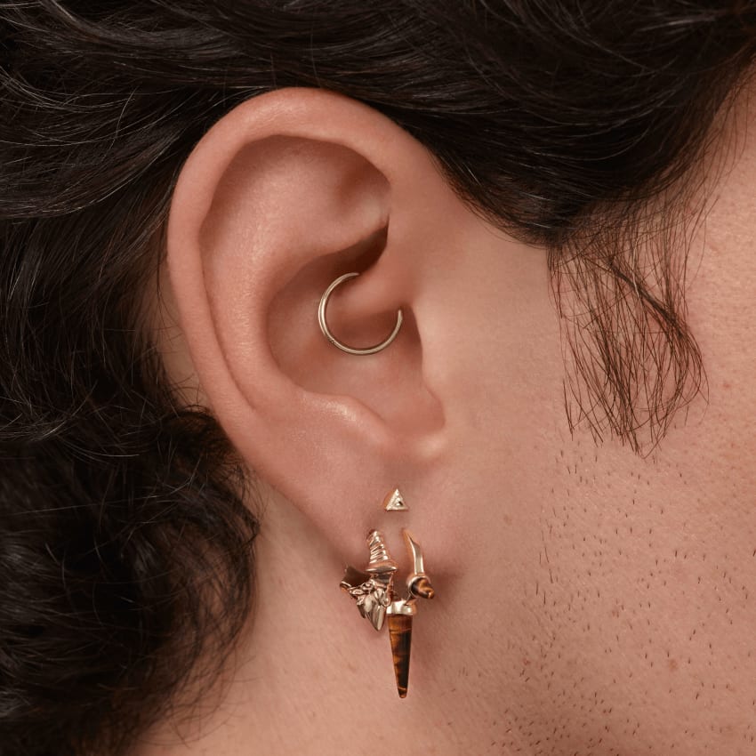 Javanese Spike Hoop Earring White Gold 6.5mm