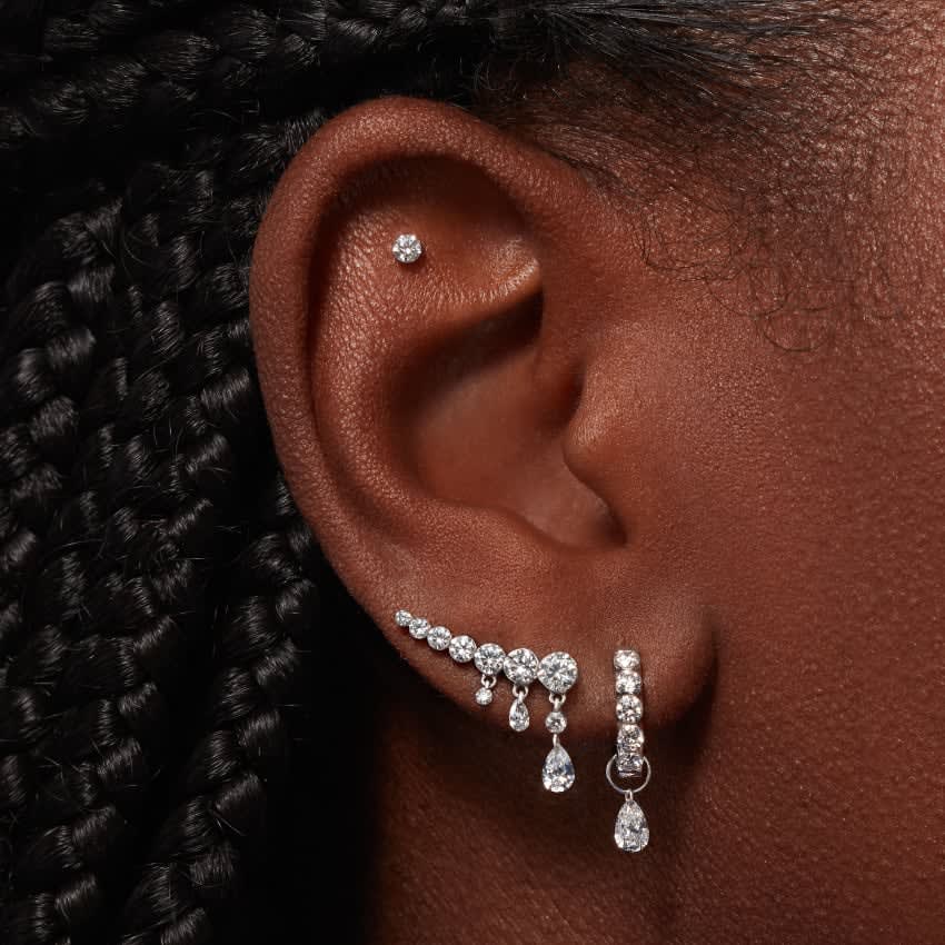 Pear Floating Diamond Charm Rose Gold 5mm