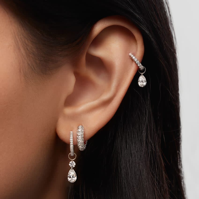 Pear Floating Diamond Charm Rose Gold 5mm