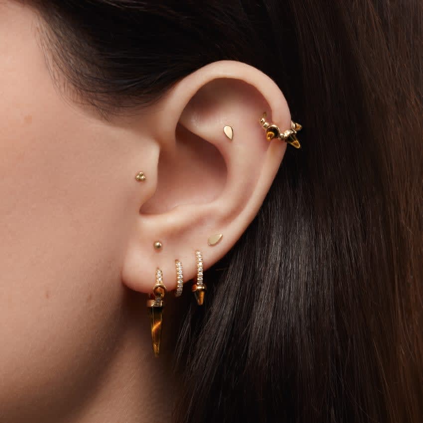 Plain Pear Shaped Threaded Stud Earring Rose Gold 4mm