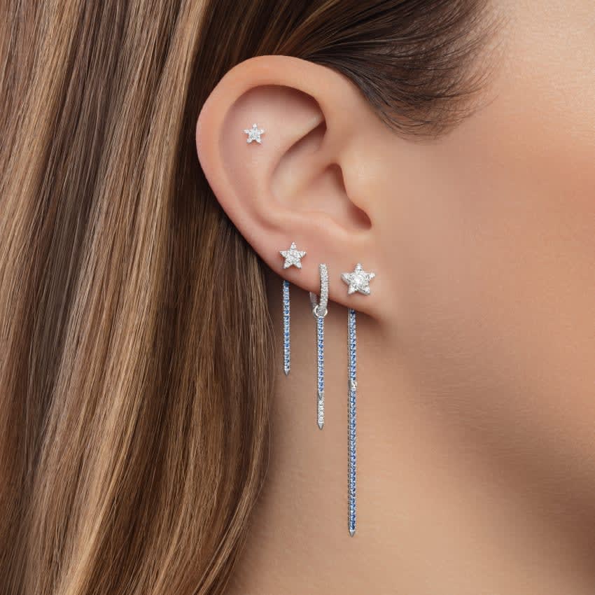 Diamond and Sapphire Eternity Bar Charm White Gold 24mm