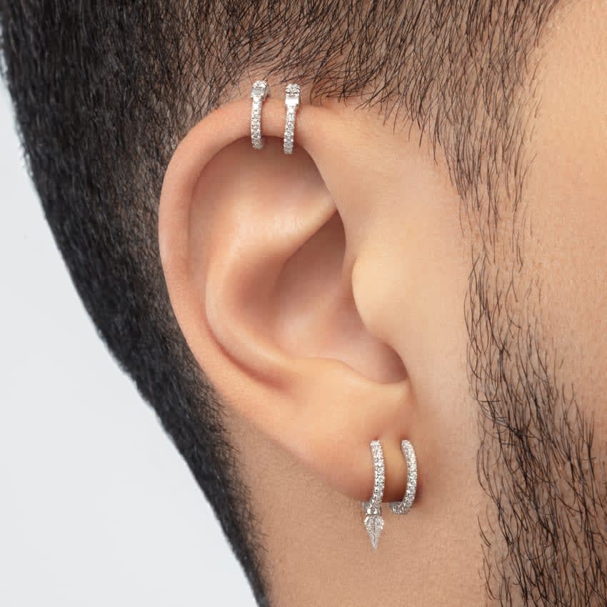 Diamond Eternity Tash Cuff Earring White Gold 6.5mm