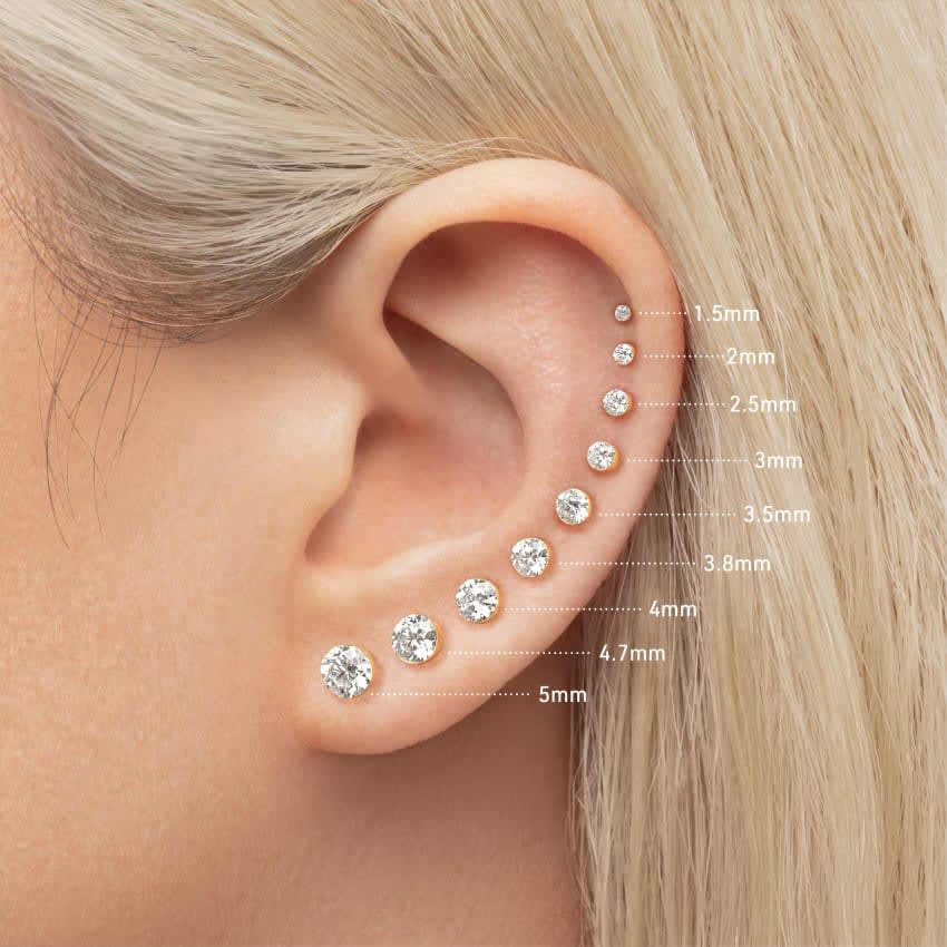 Invisible Set Diamond Threaded Stud Earring White Gold 2mm