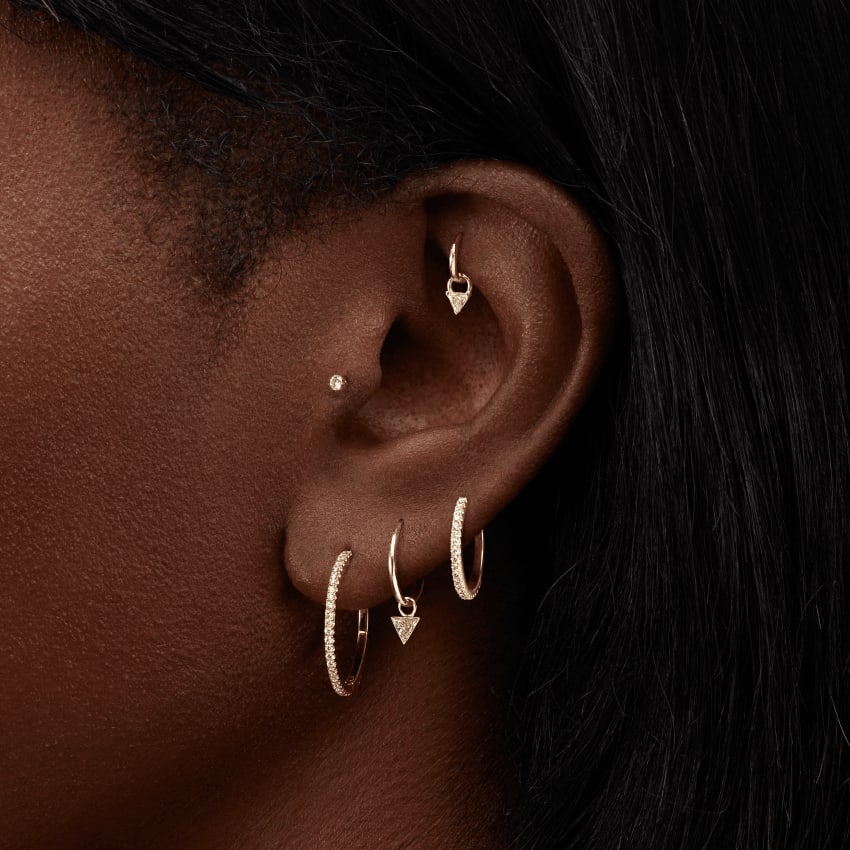 Diamond Eternity Hoop Earring Yellow Gold 11mm