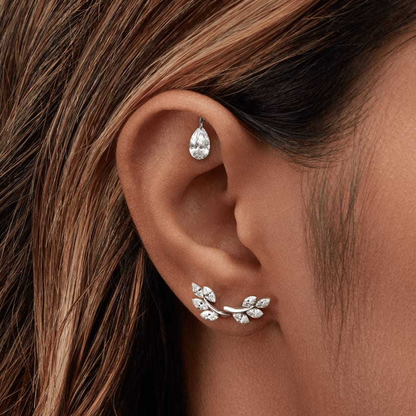 Diamond Vine Threaded Stud Earring Yellow Gold 10.5mm B Direction