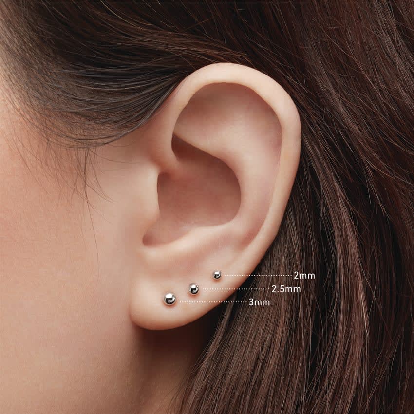 Ball Stud Earring Yellow Gold 3mm