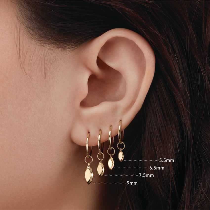 Faceted Gold Marquise Charm Rose Gold 9mm