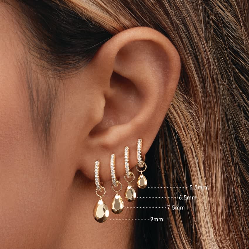 Faceted Gold Pear Charm Rose Gold 7.5mm