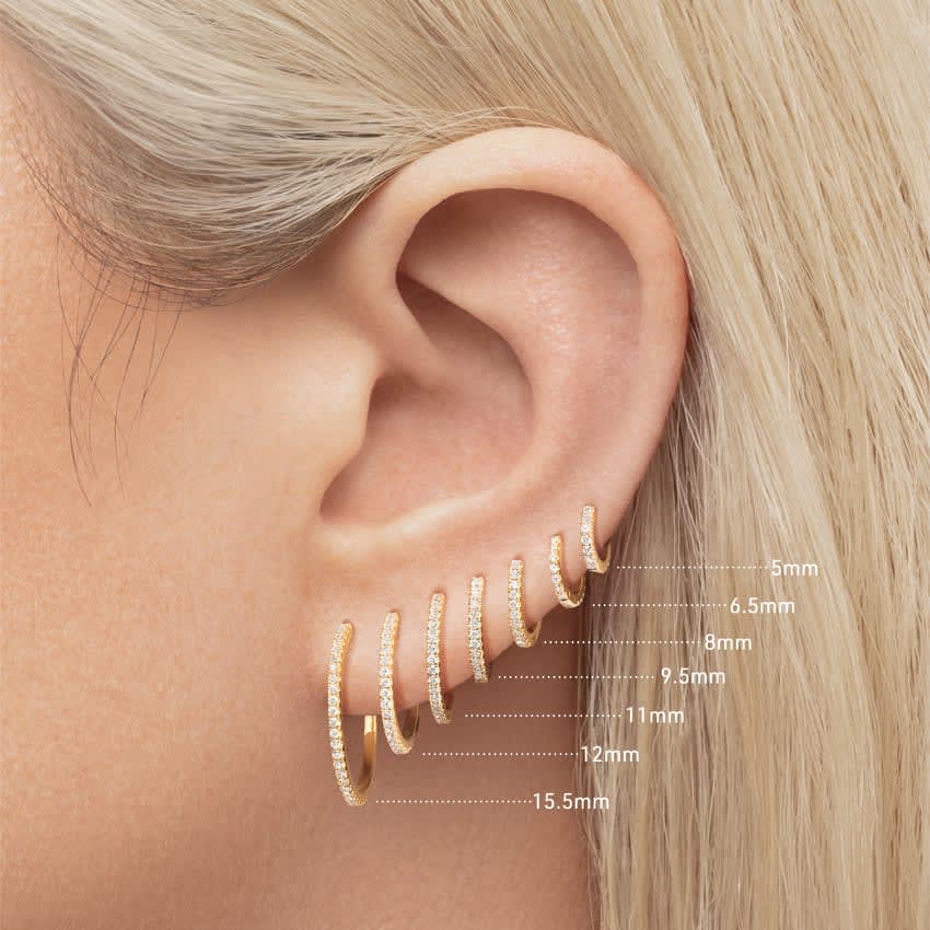 Diamond Eternity Hoop Earring Rose Gold 5mm