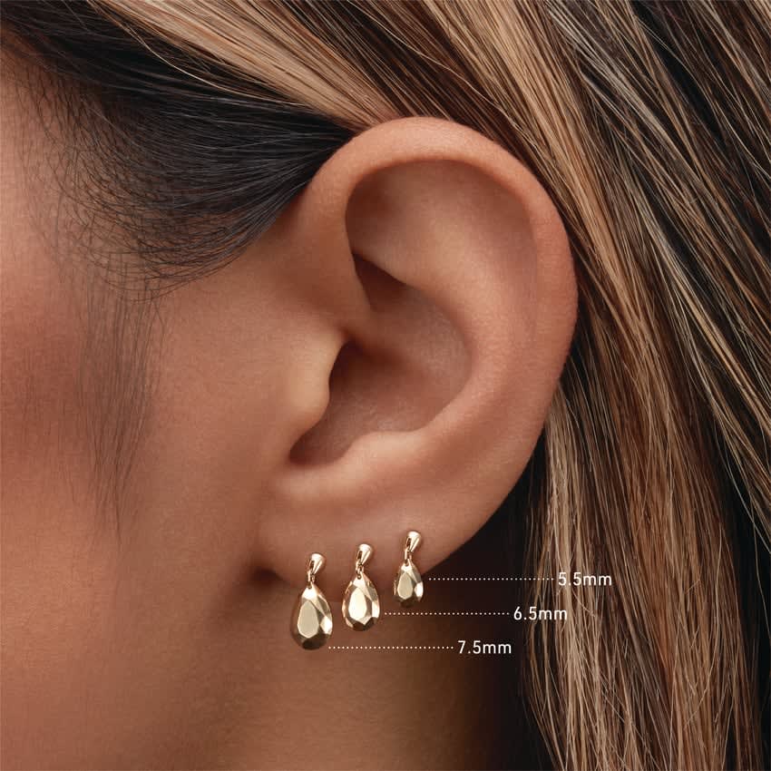 Faceted Gold Pear Threaded Charm Earring Yellow Gold 7.5mm