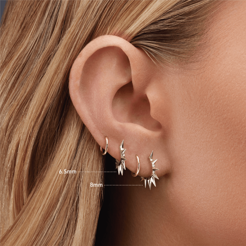 Metal Mohawk Hoop Earring Yellow Gold 6.5mm