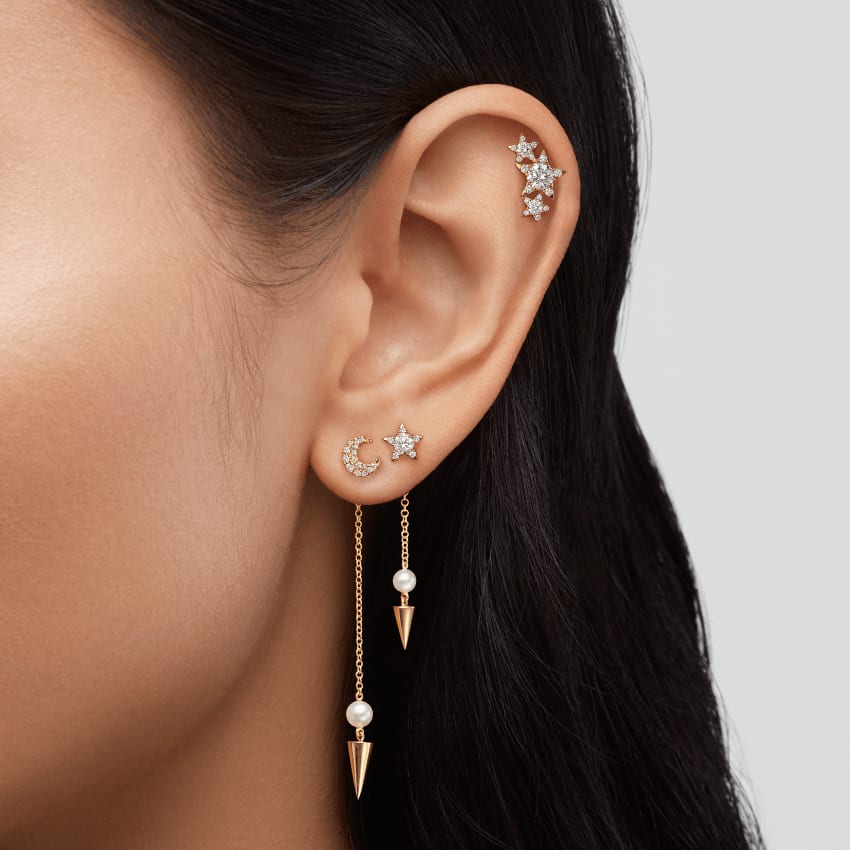 Diamond Star Stud Earring White Gold 5.5mm