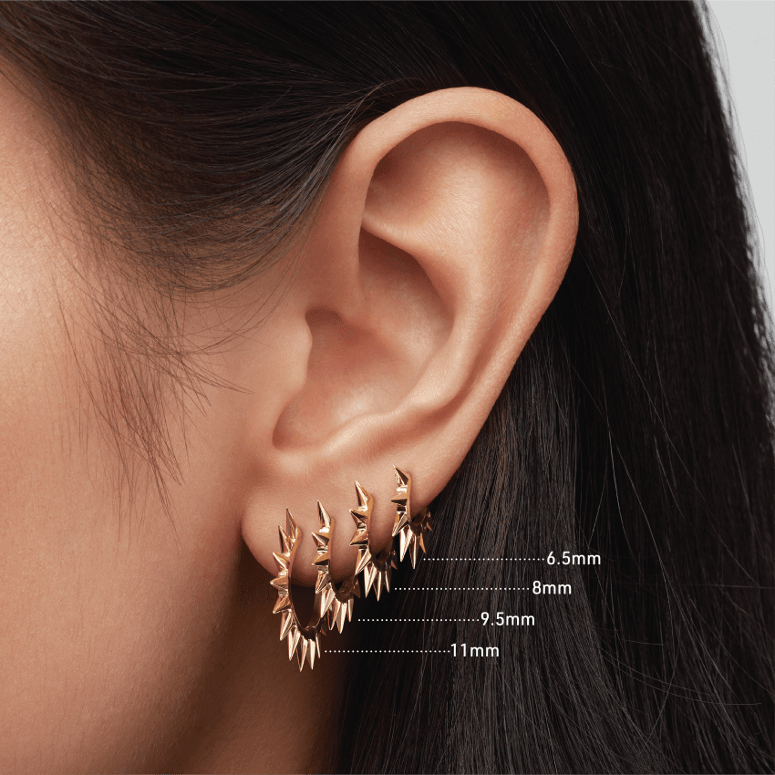 Metal Mohawk Hoop Earring White Gold 9.5mm