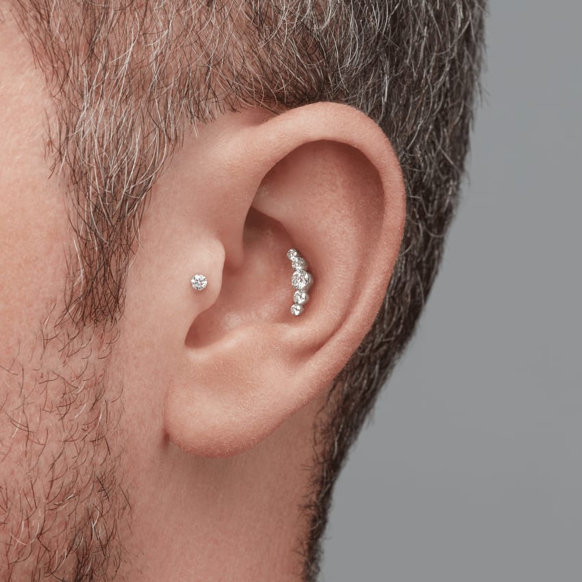 Invisible Set Diamond Threaded Stud Earring Rose Gold 2.5mm