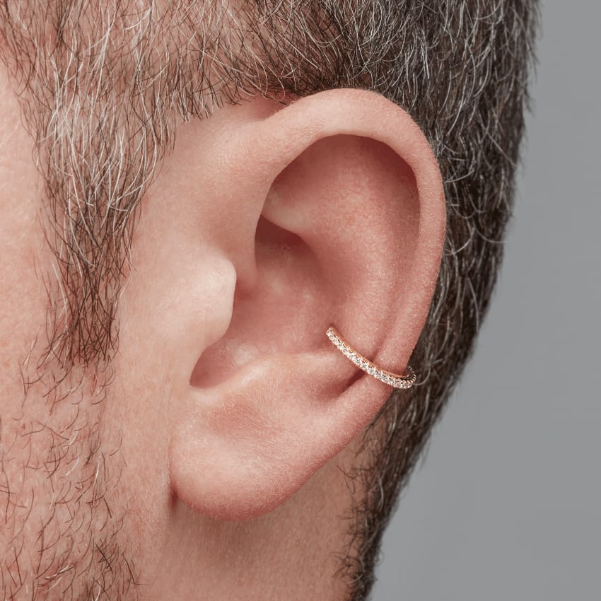 Diamond Eternity Hoop Earring Yellow Gold 11mm