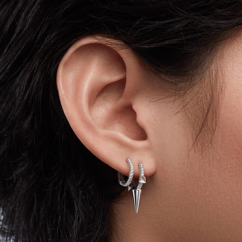 Diamond Eternity Tash Cuff Earring Yellow Gold 8mm