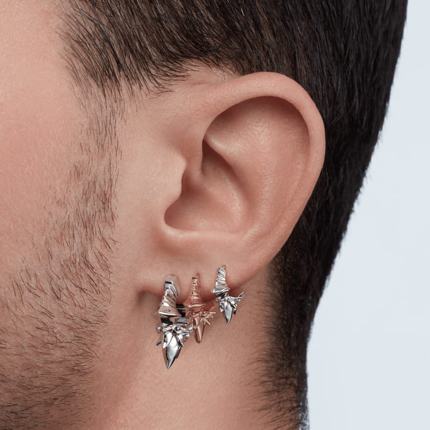 Large Javanese Spike Hoop Earring White Gold 9.5mm
