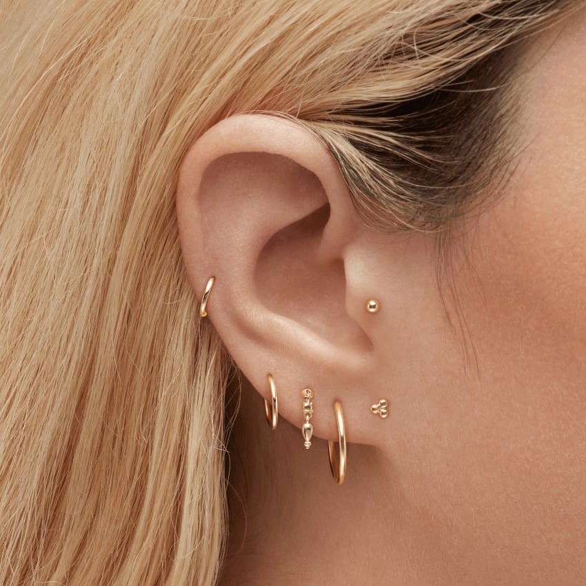 Ball Trinity Threaded Stud Earring Rose Gold 3.5mm