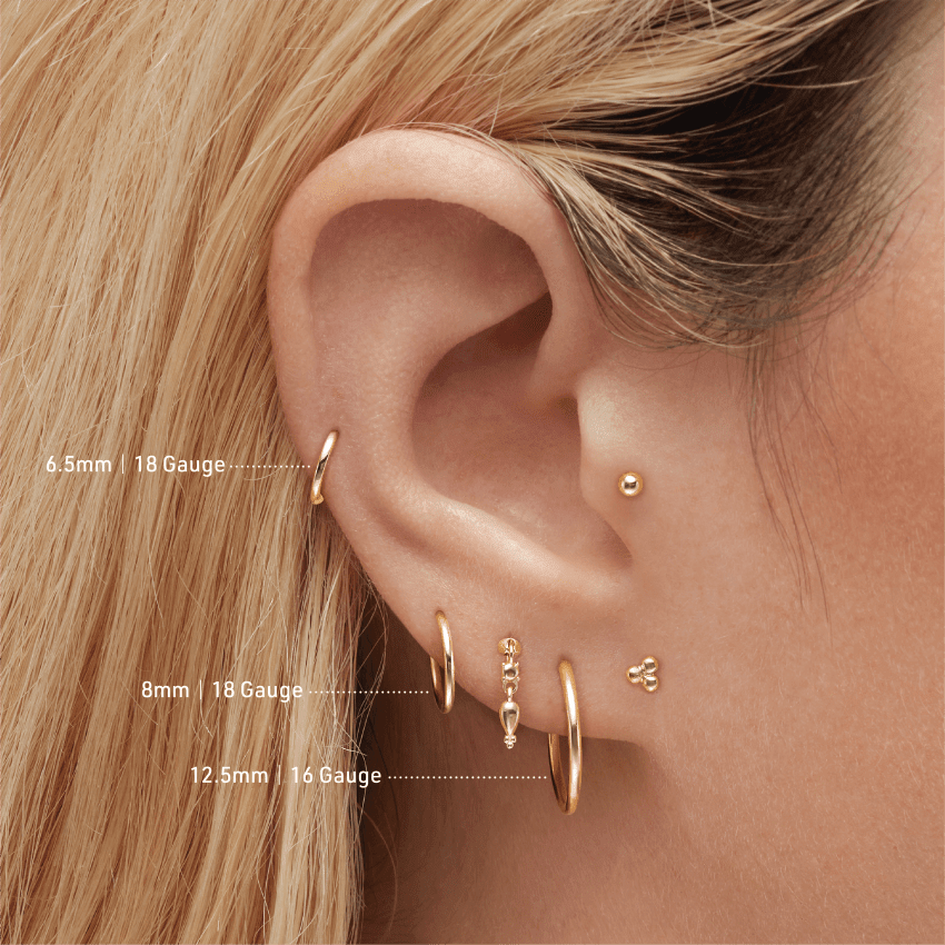 Plain Gold Hoop Earring EC Rose Gold 8mm 18 Gauge = 1.02mm