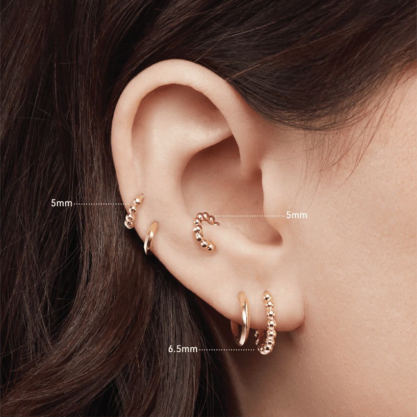 Granulated Hoop Earring White Gold 5mm
