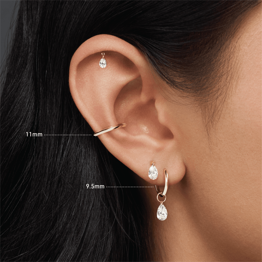 Vertex Hoop Earring White Gold 9.5mm