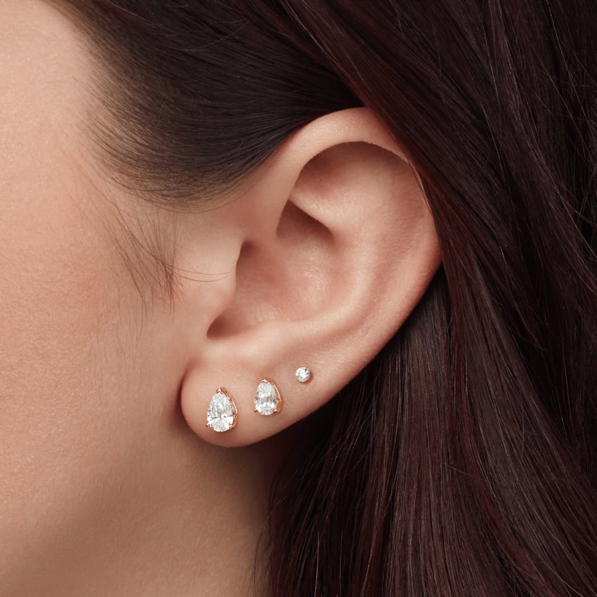 Diamond Pear Stud Earring White Gold 6mm
