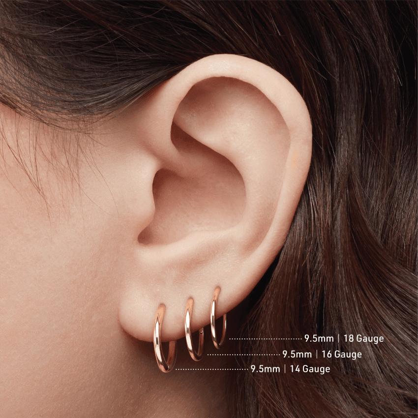 Plain Gold Hoop Earring EC White Gold 9.5mm 16 Gauge = 1.3mm