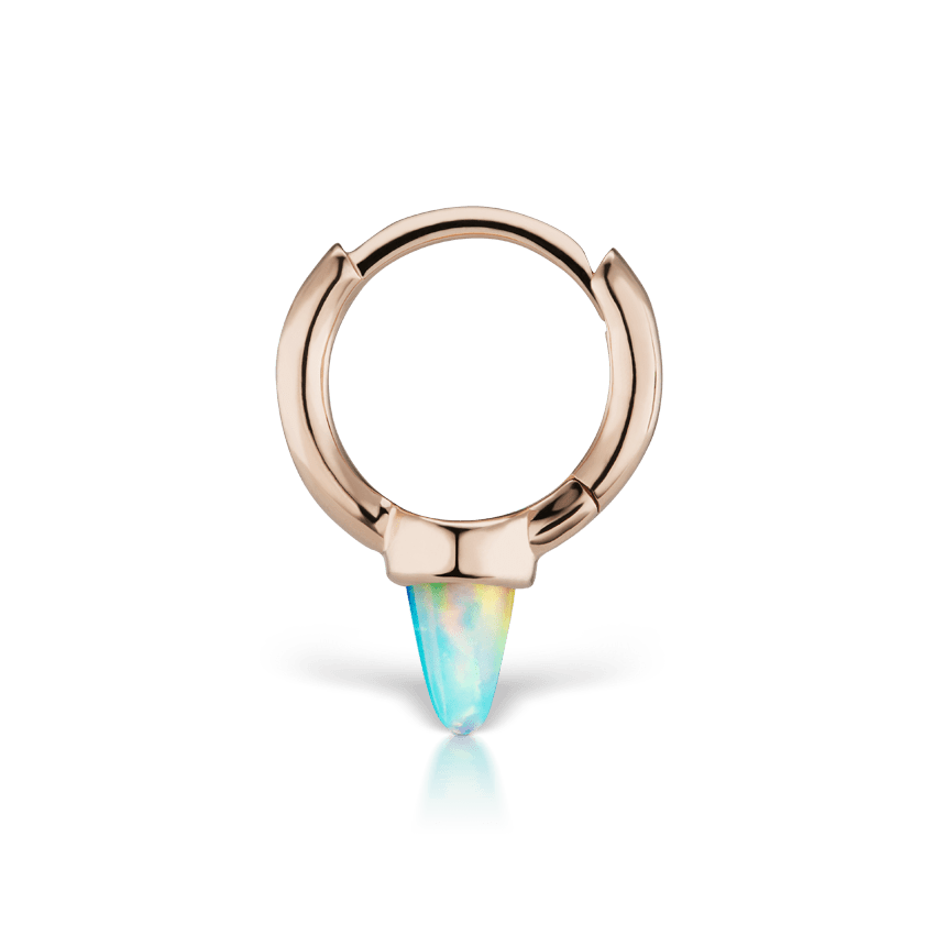 Opal Single Short Spike Hoop Earring (Non Rotating) Rose Gold 6.5mm