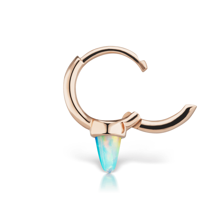Opal Single Short Spike Hoop Earring (Non Rotating) Rose Gold 6.5mm