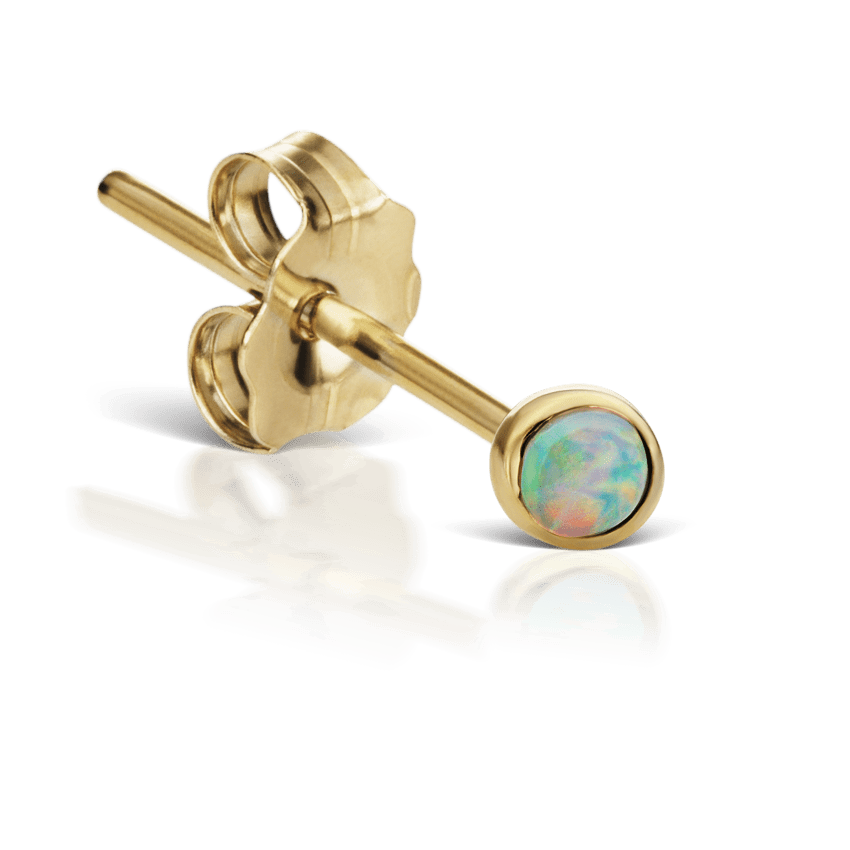 Opal Stud Earring Yellow Gold 2mm