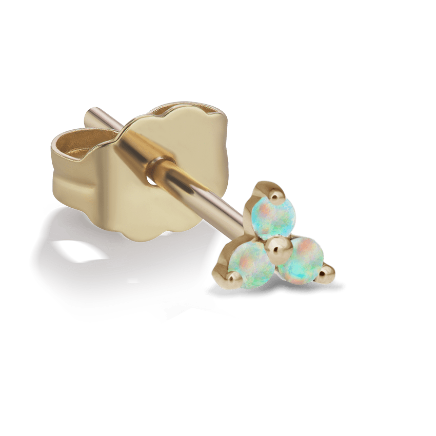 Opal Trinity Stud Earring Yellow Gold 3mm